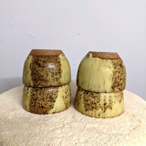 Vintage Signed/Dated 1975 Stoneware Drip Glaze Teapot with 4 Matching Cups - Picture 5 of 15